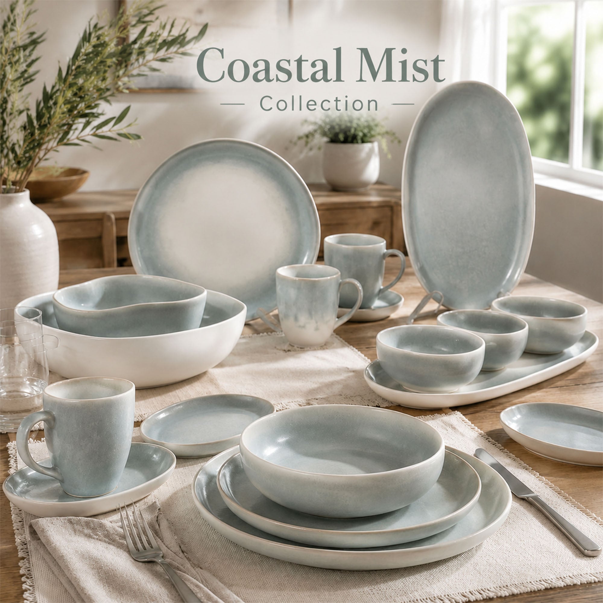 Scaling Aesthetic Ceramic Solutions: Coastal Mist Tableware Collection