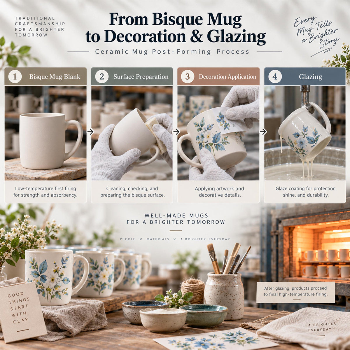 From Bisque to Glaze: How Ceramic Mugs and Tableware Are Decorated and Glazed