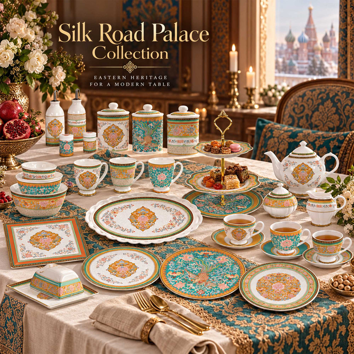 Silk Road Palace Collection — Fine New Bone China Dinnerware Set