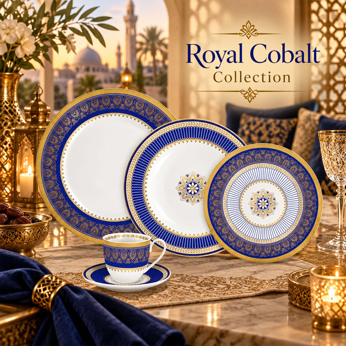 Royal Cobalt Dinnerware Set – European Baroque New Bone China Collection