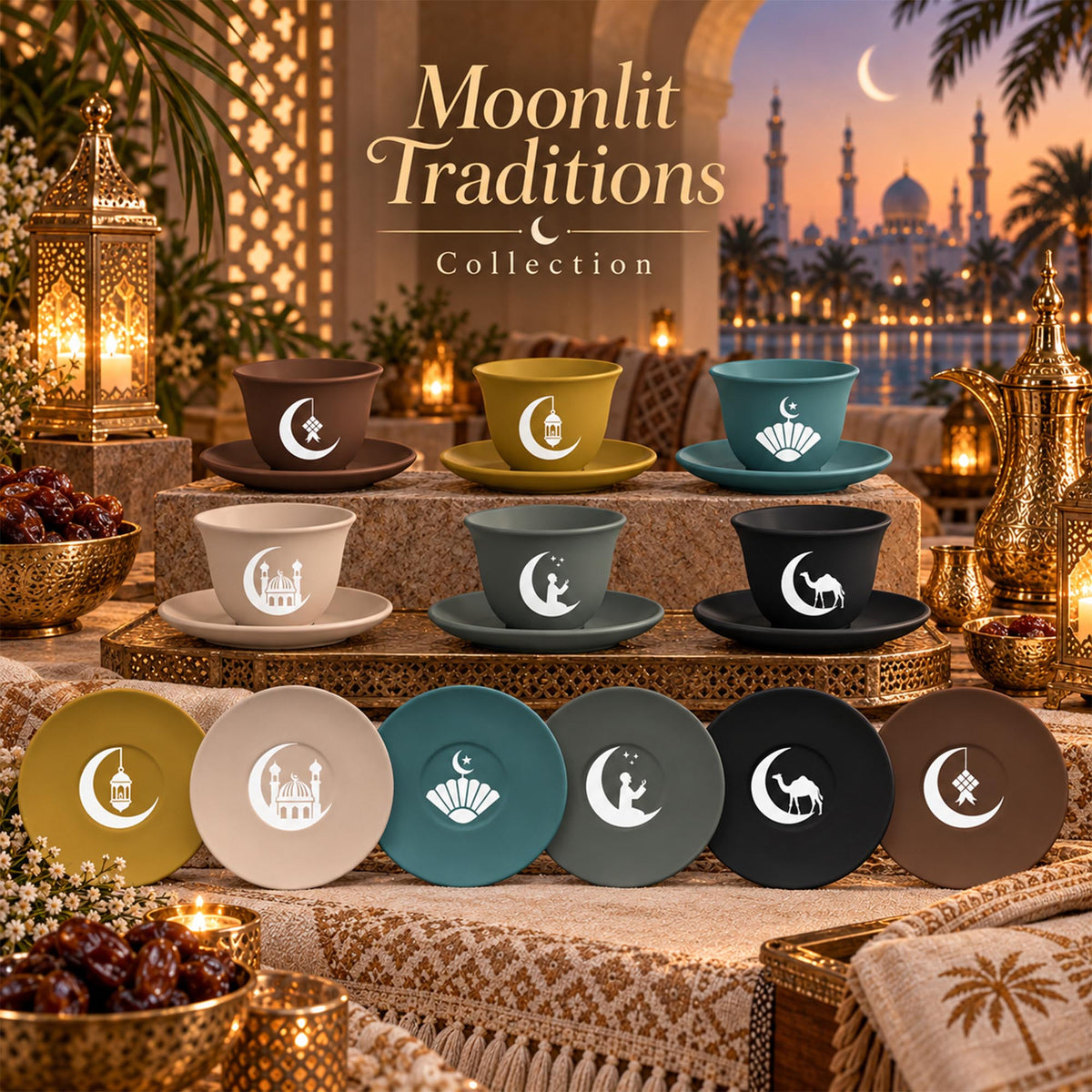 Moonlit Traditions Collection: Ramadan-Inspired Cups and Saucers in New Bone China