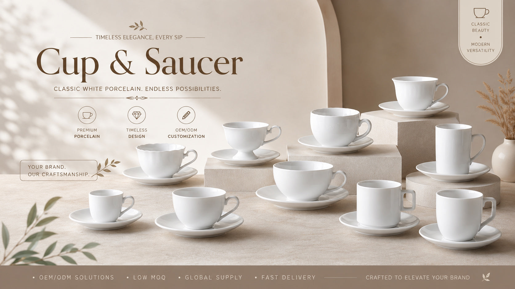 Donglin Homeware Cup and Saucer Custom Banner