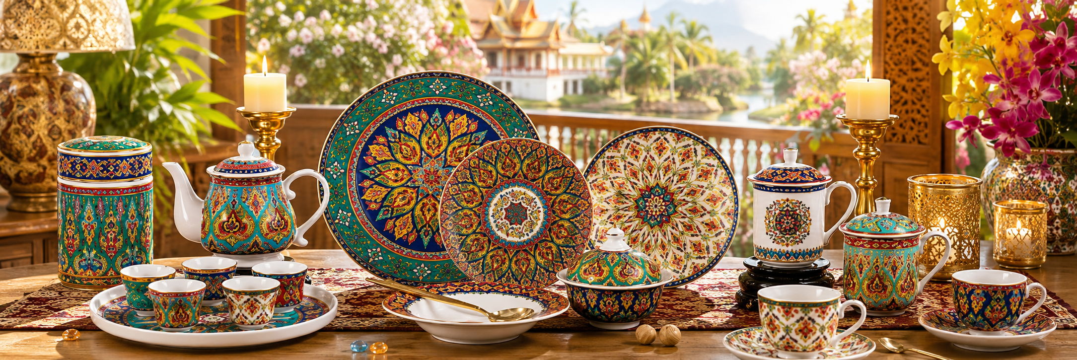 Donglin Homeware Thai Royal Collection - Bohemian Style Ceramic Tableware Set