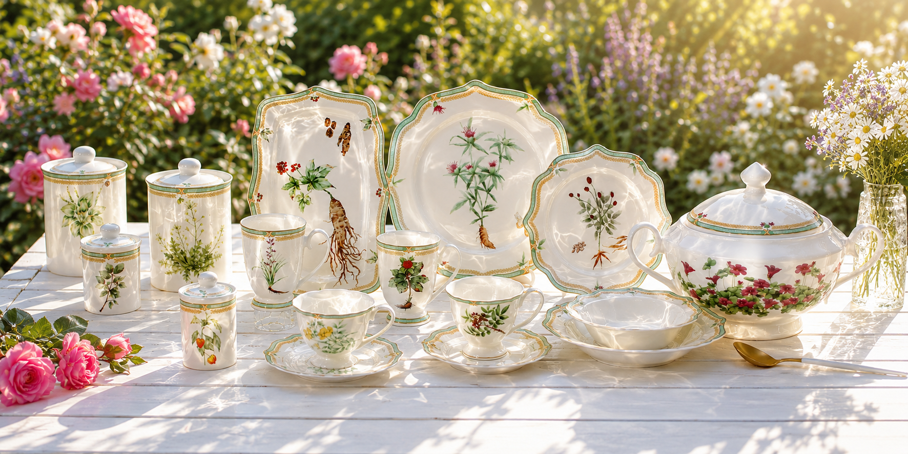 Herbal Bloom - Natural Style Ceramic Tableware Set