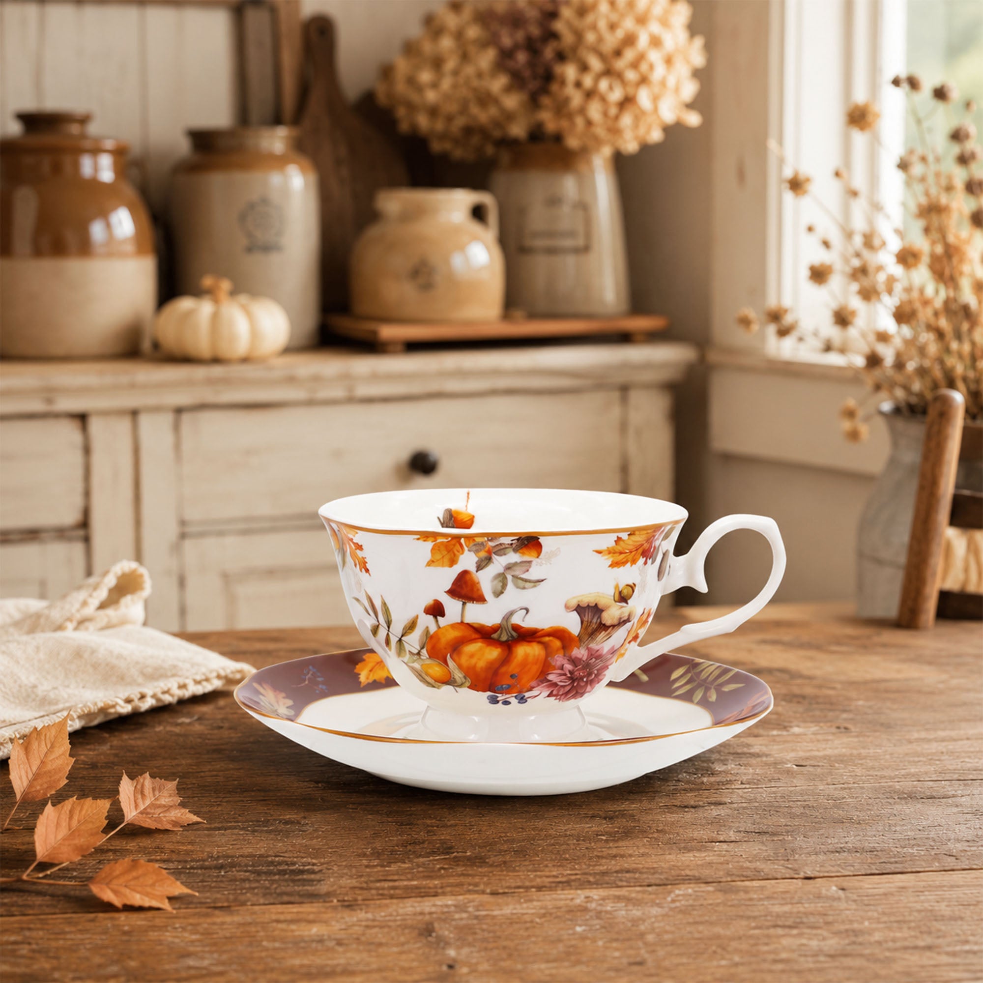 Donglin Homeware Autumn Bounty Collection Cup and Saucer 180cc