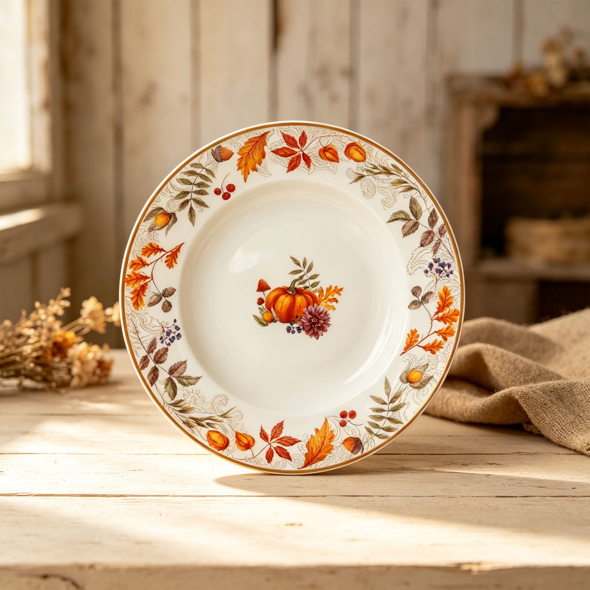 Donglin Homeware Autumn Bounty Collection Soup Plate 8.5-inch