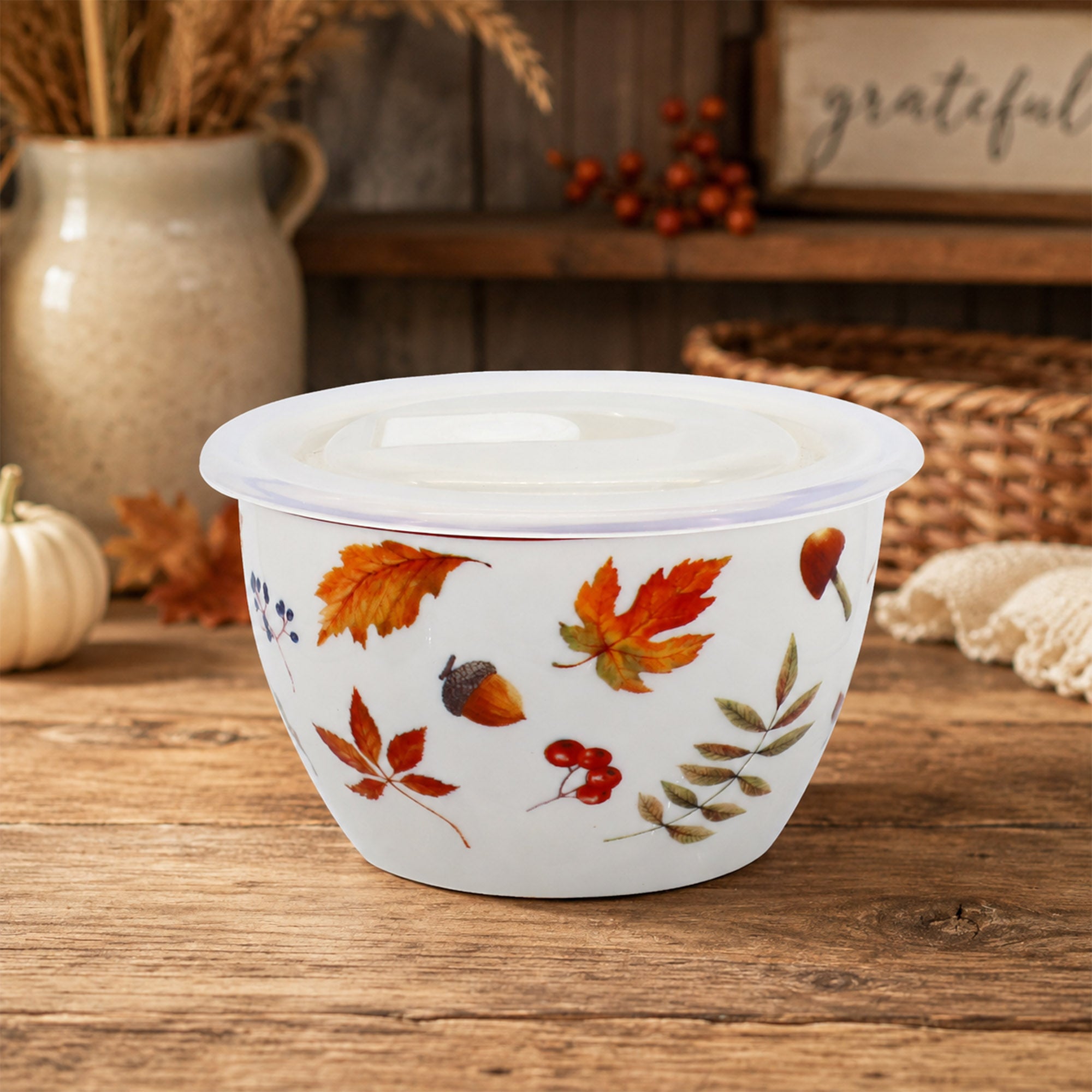 Donglin Homeware Autumn Bounty Collection Storage Bowl and Lid 4-inch