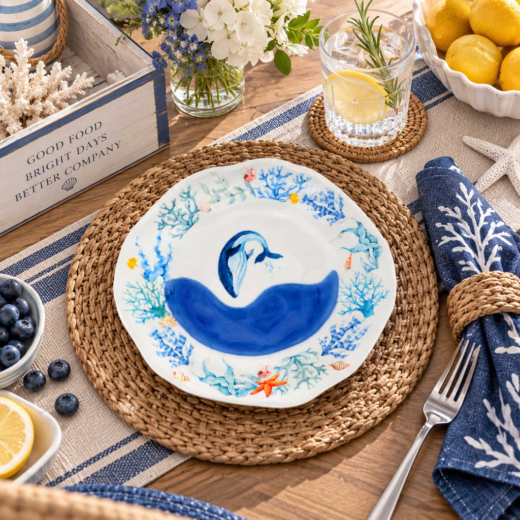 Donglin Homeware Azure Marine Collection 10.5-inch Dinner Plate