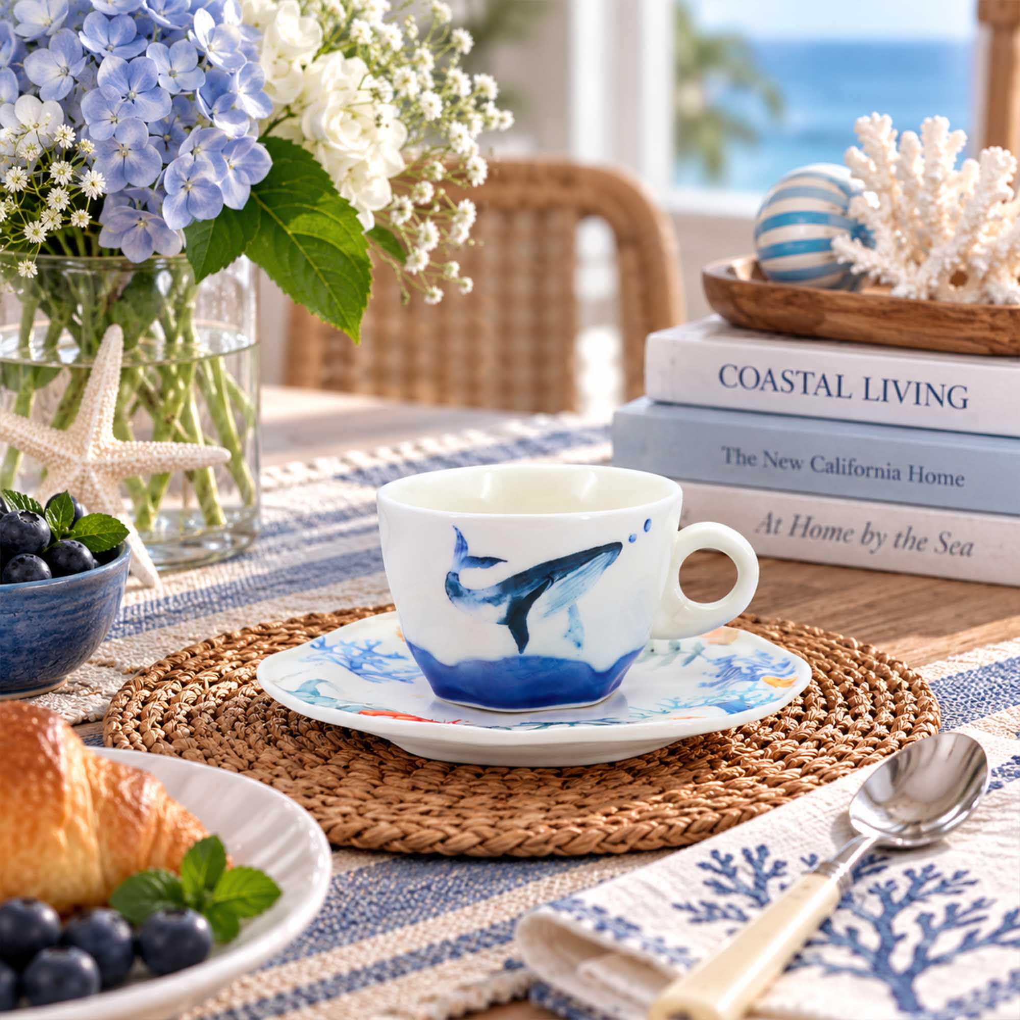 Donglin Homeware Azure Marine Collection Cup and Saucer 160cc