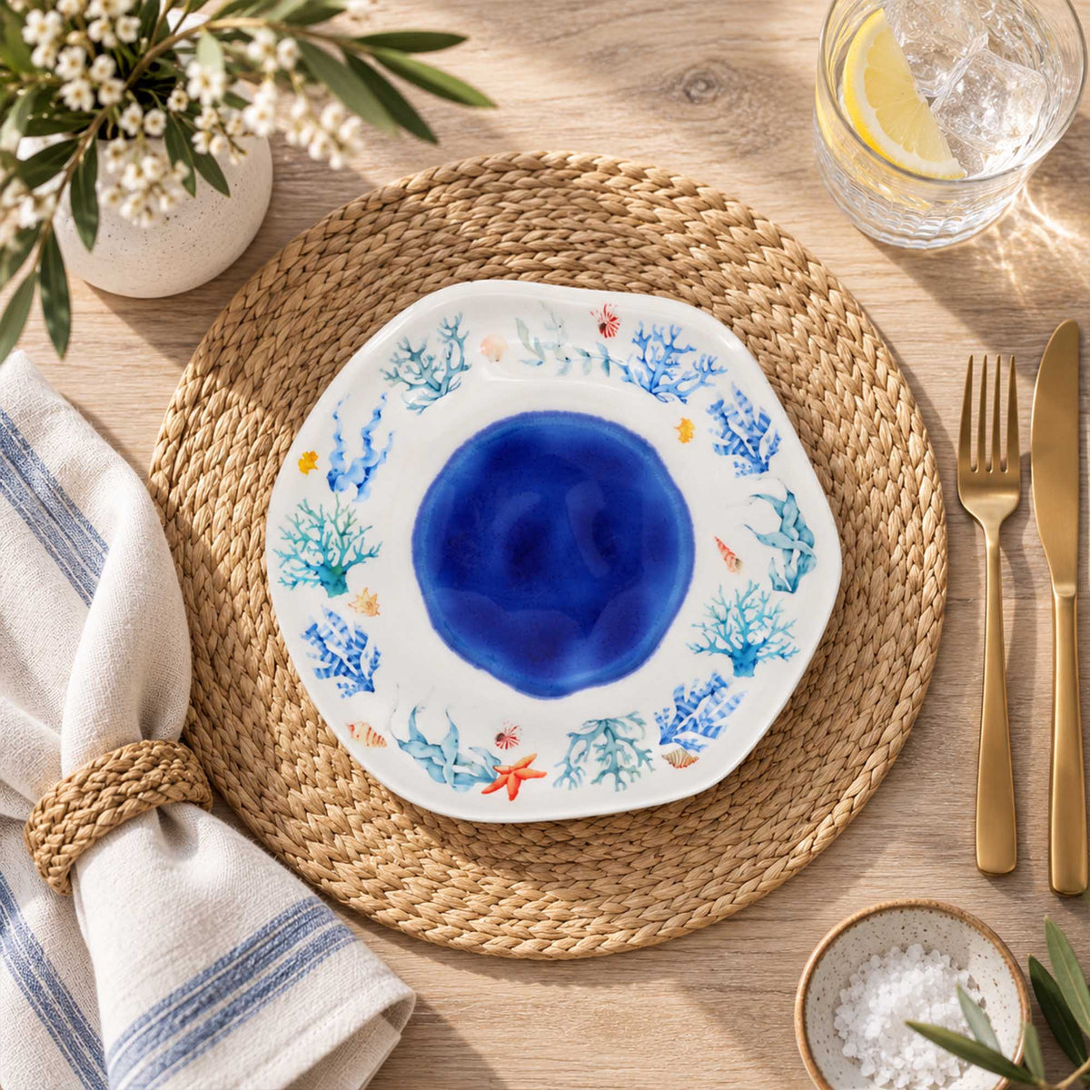 Donglin Homeware Azure Marine Collection Dessert Plate 7.5-inch
