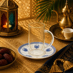 Donglin Homeware Azure Riviera Collection Glass Cup and Saucer 130cc