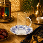 Donglin Homeware Azure Riviera Collection Glass Cup and Saucer 130cc