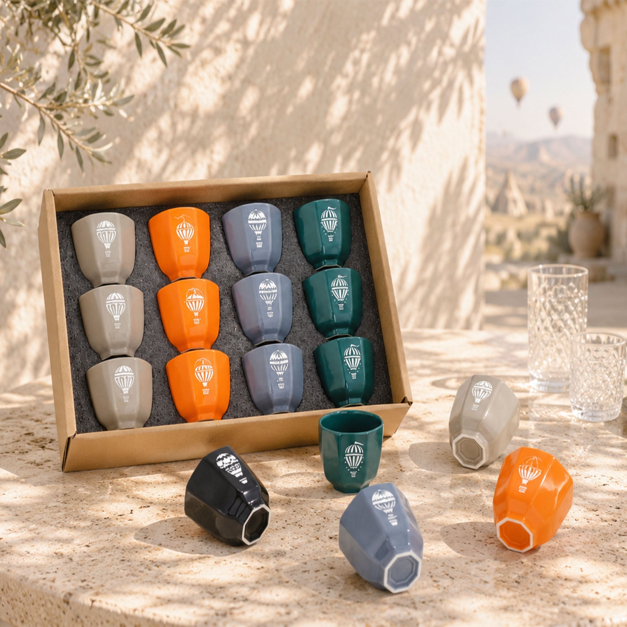 Donglin Homeware Balloon Laser Engraved Colored Glaze - Gahwa Cup 80cc