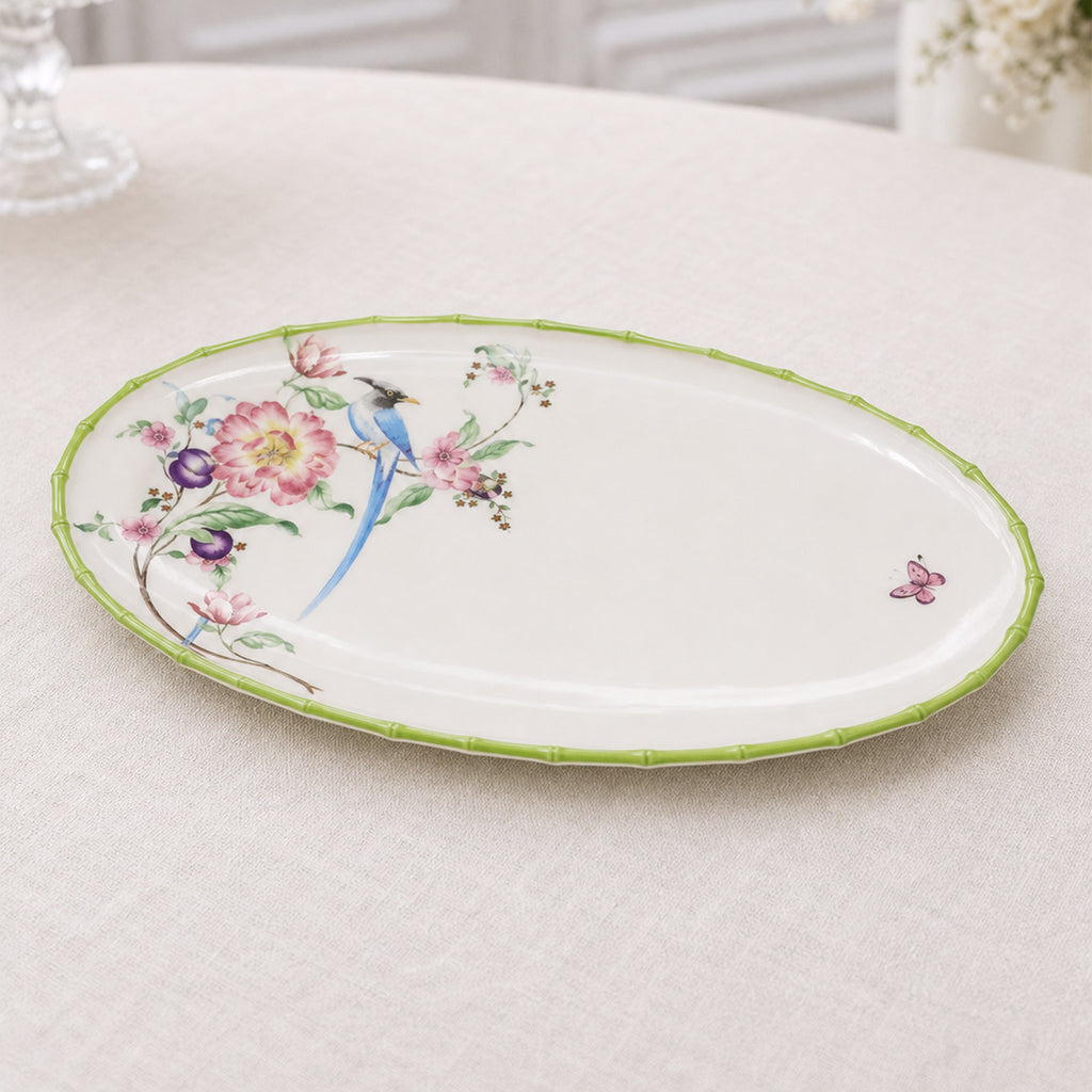 Donglin Homeware Bamboo Aviary Collection Oval Plate 13.5-inch