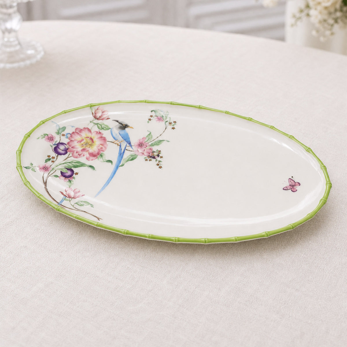 Donglin Homeware Bamboo Aviary Collection Oval Plate 13.5-inch