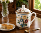 Donglin Homeware Batik Peranakan - Vintage Style Ceramic 350cc Lidded Cup