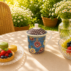 Donglin Homeware Batik Peranakan - Vintage Style Ceramic 350cc Lidded Cup