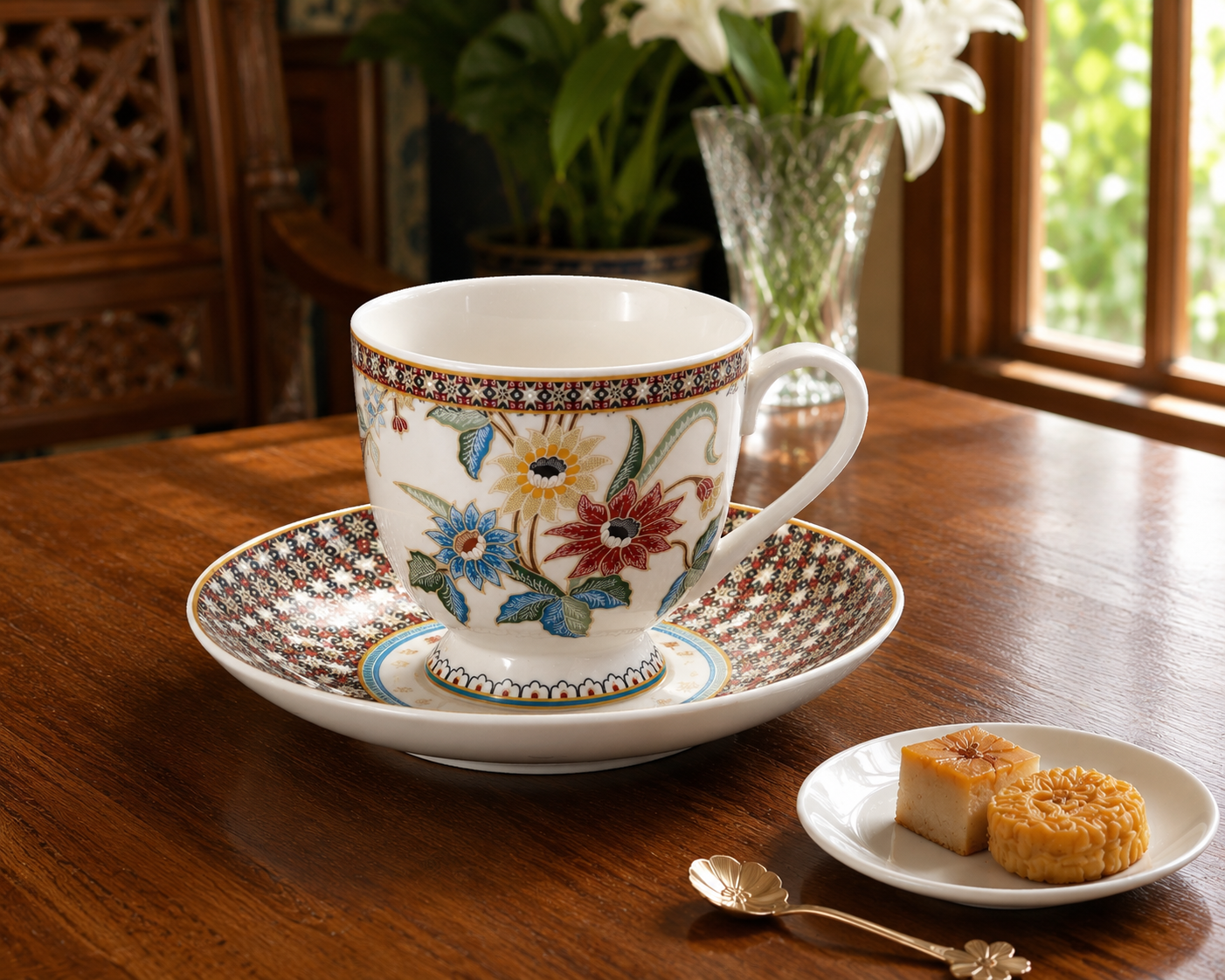 Donglin Homeware Batik Peranakan - Vintage Style Ceramic Cup and Saucer 220cc