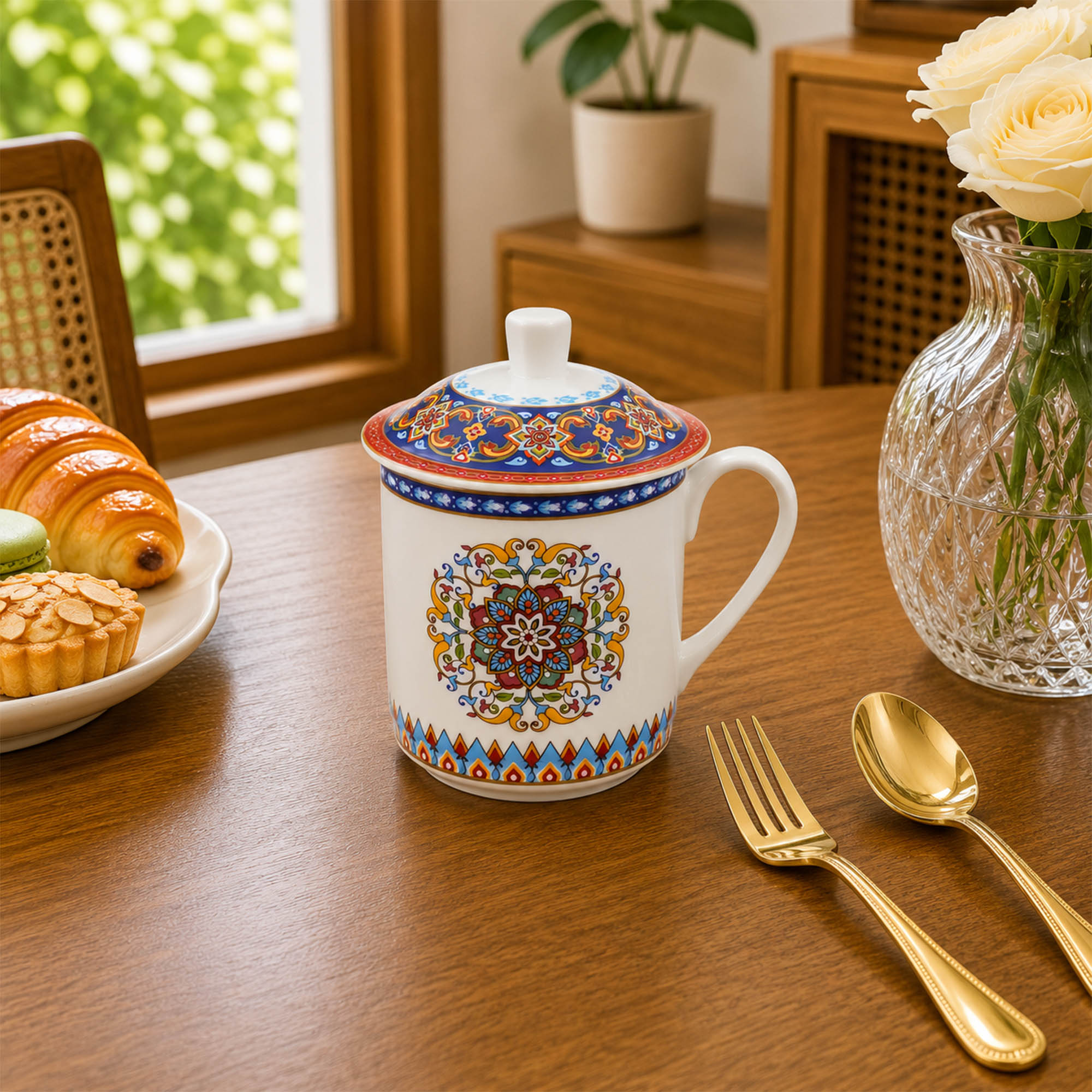 Donglin Homeware Benjarong Silk Road Collection Lidded Cup 350cc