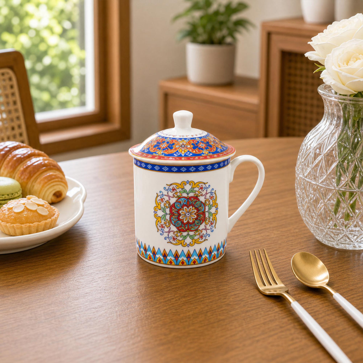 Donglin Homeware Benjarong Silk Road Collection Lidded Cup 350cc