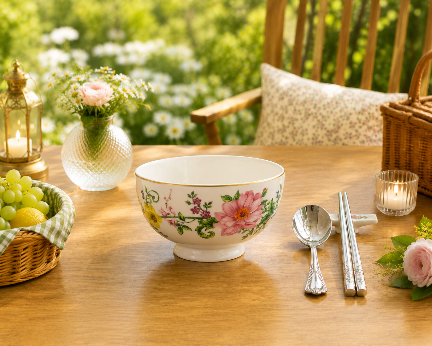 Donglin Homeware Botanical Floral - Nature Style Ceramic Bowl 6-inch