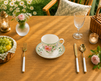 Donglin Homeware Botanical Floral - Nature Style Ceramic Cup and Saucer 220cc