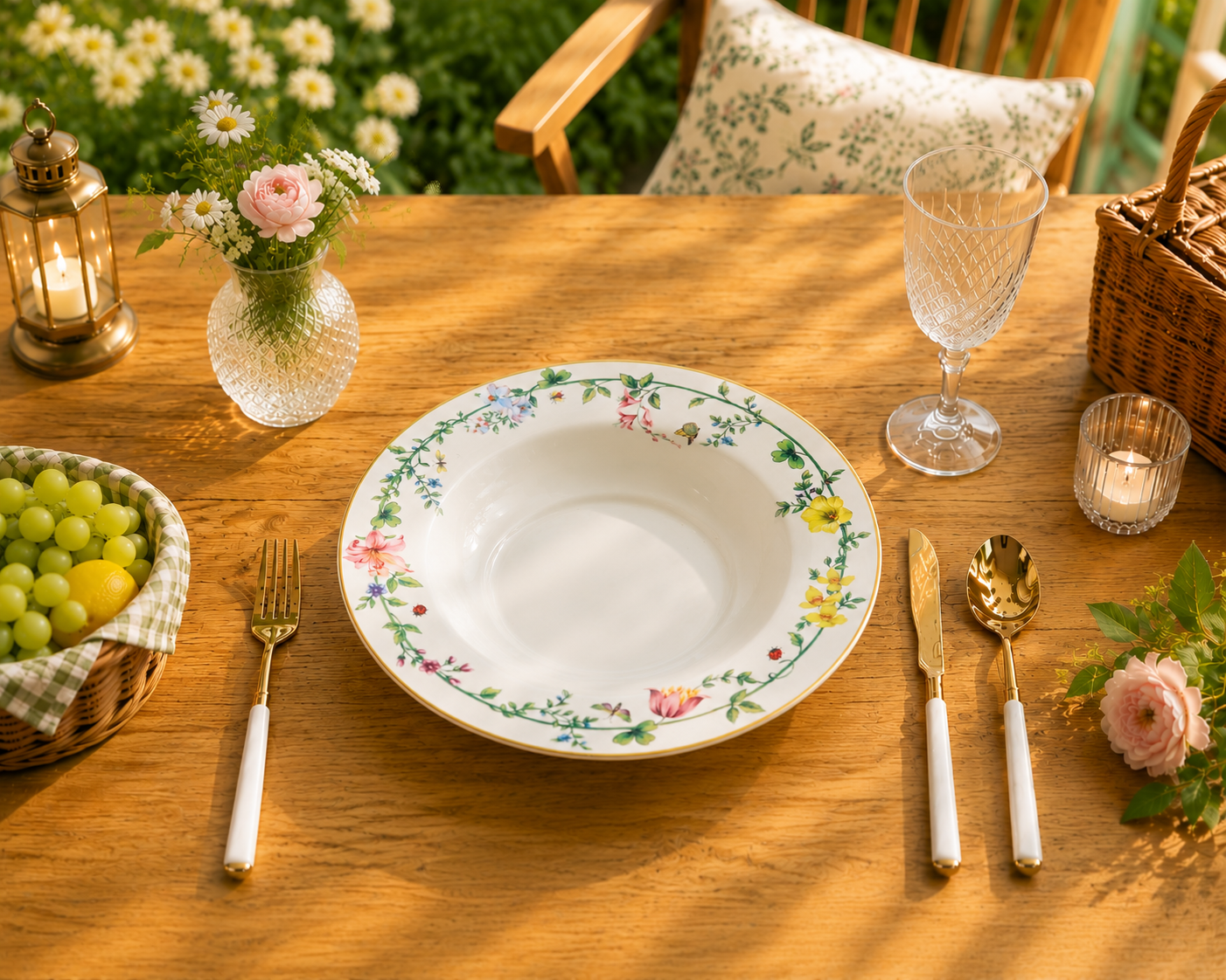 Donglin Homeware Botanical Floral - Nature Style Ceramic Soup Plate 8.5-inch