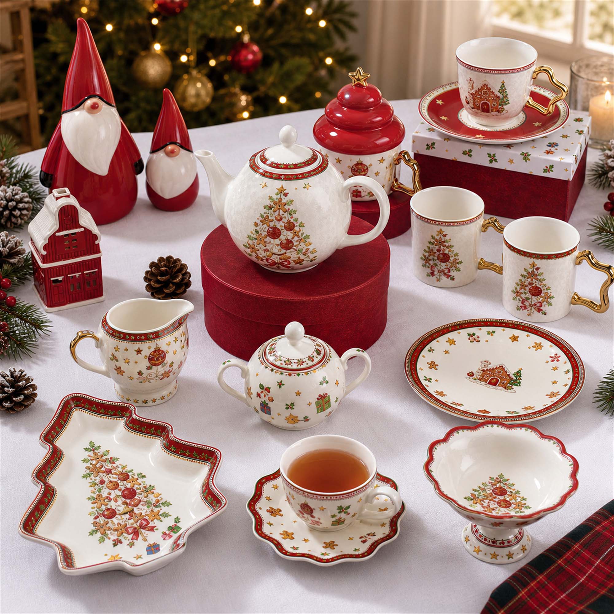 Doonglin Homeware Christmas & Cookie - Cartoon Style Ceramic Dinnerware