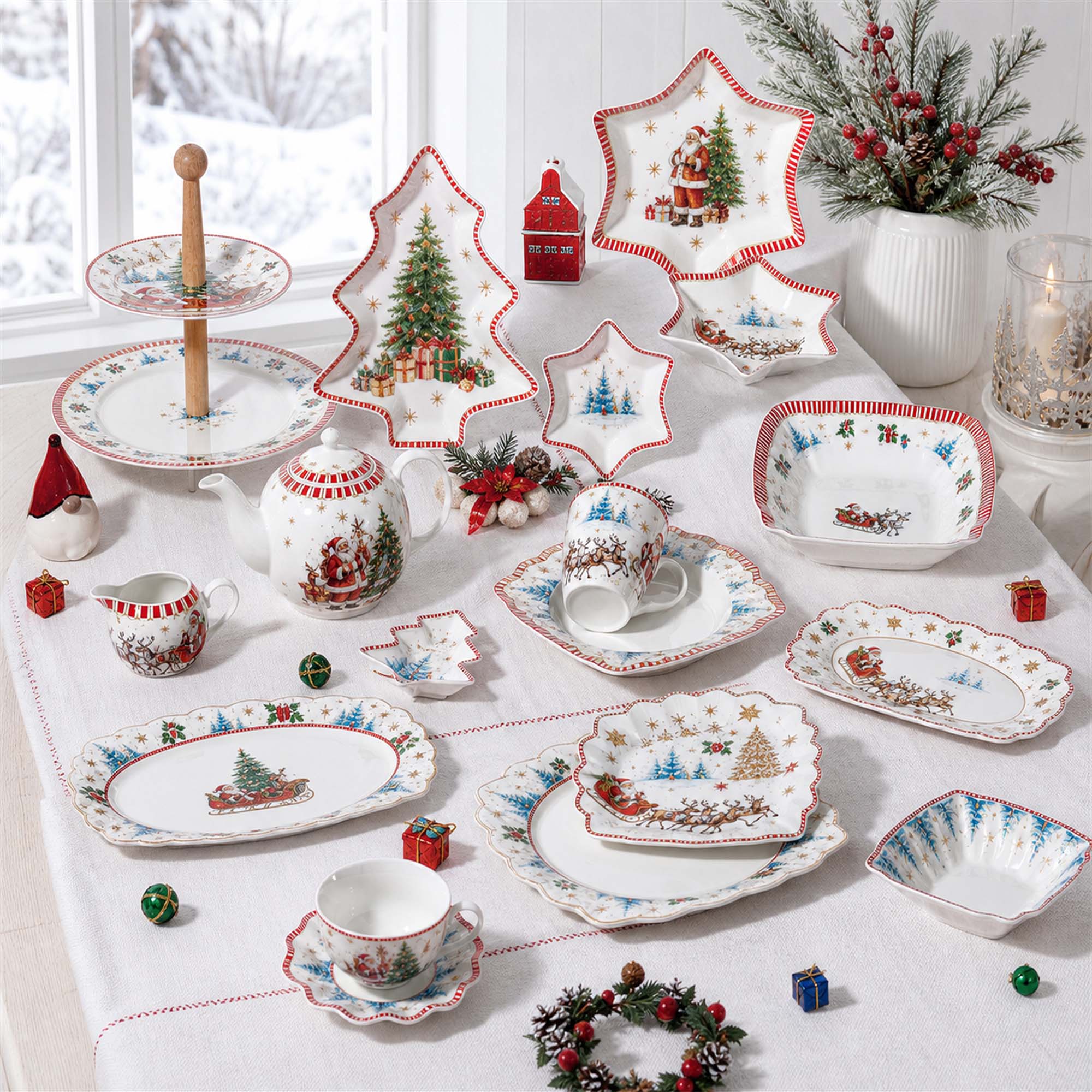 Donglin Homeware Christmas Santa & Sleigh  - Cartoon Style Ceramic Tableware