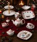 Donglin Homeware Christmas Santa & Sleigh  - Cartoon Style Ceramic Tea Set