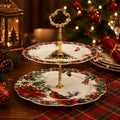 Donglin Homeware Christmas Woodland Collection 2 Tier Cake Plate