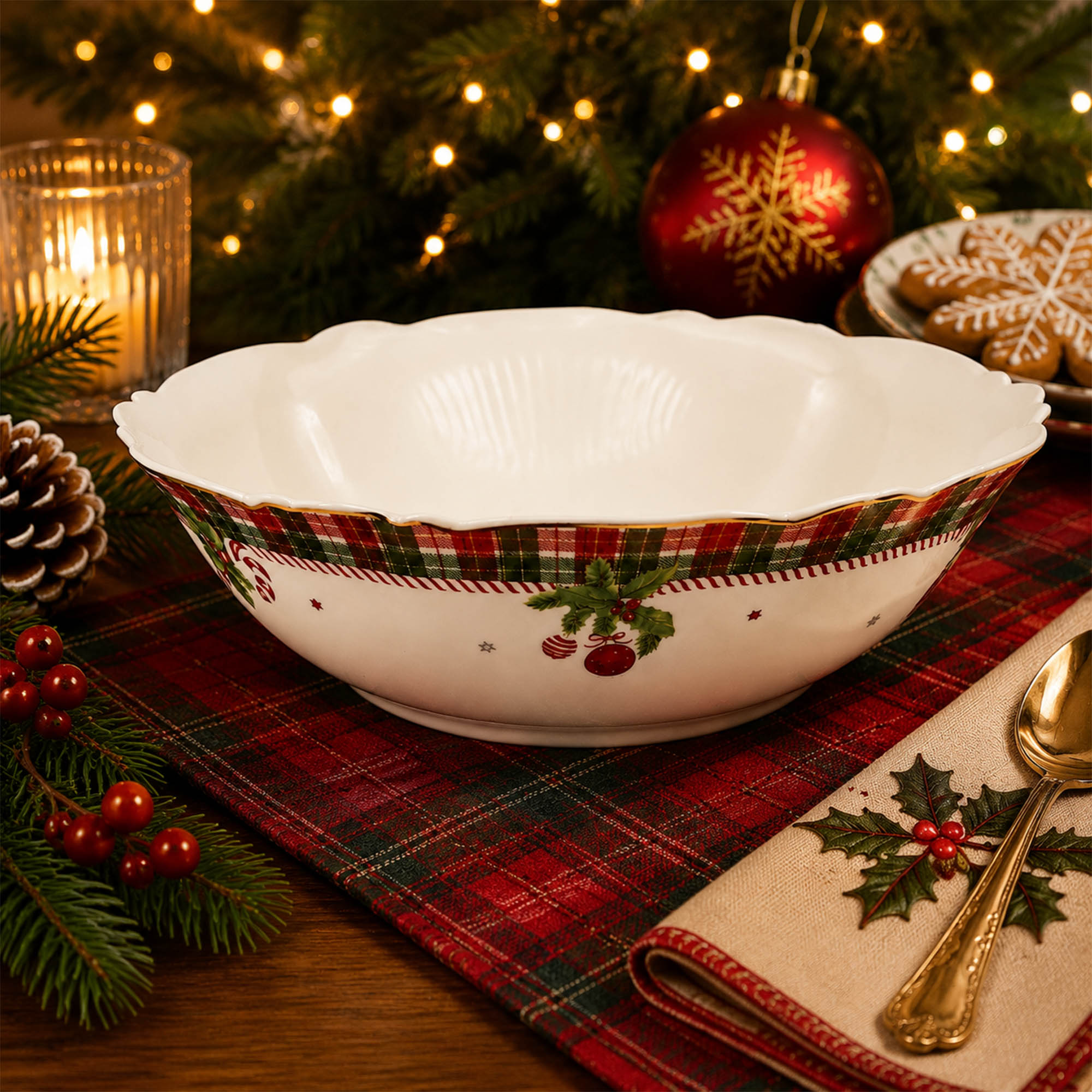 Donglin Homeware Christmas Woodland Collection Bowl 10.75-inch