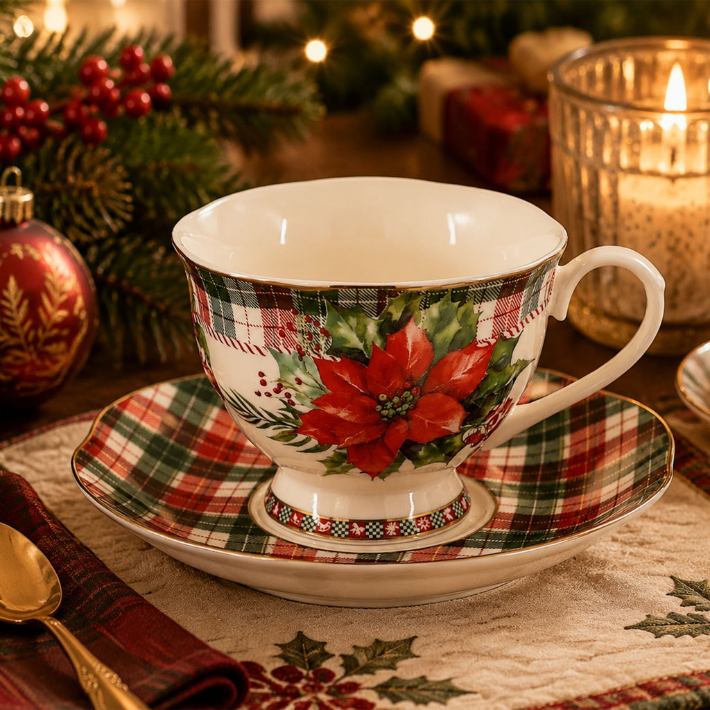 Donglin Homeware Christmas Woodland Collection Cup and Saucer 210cc