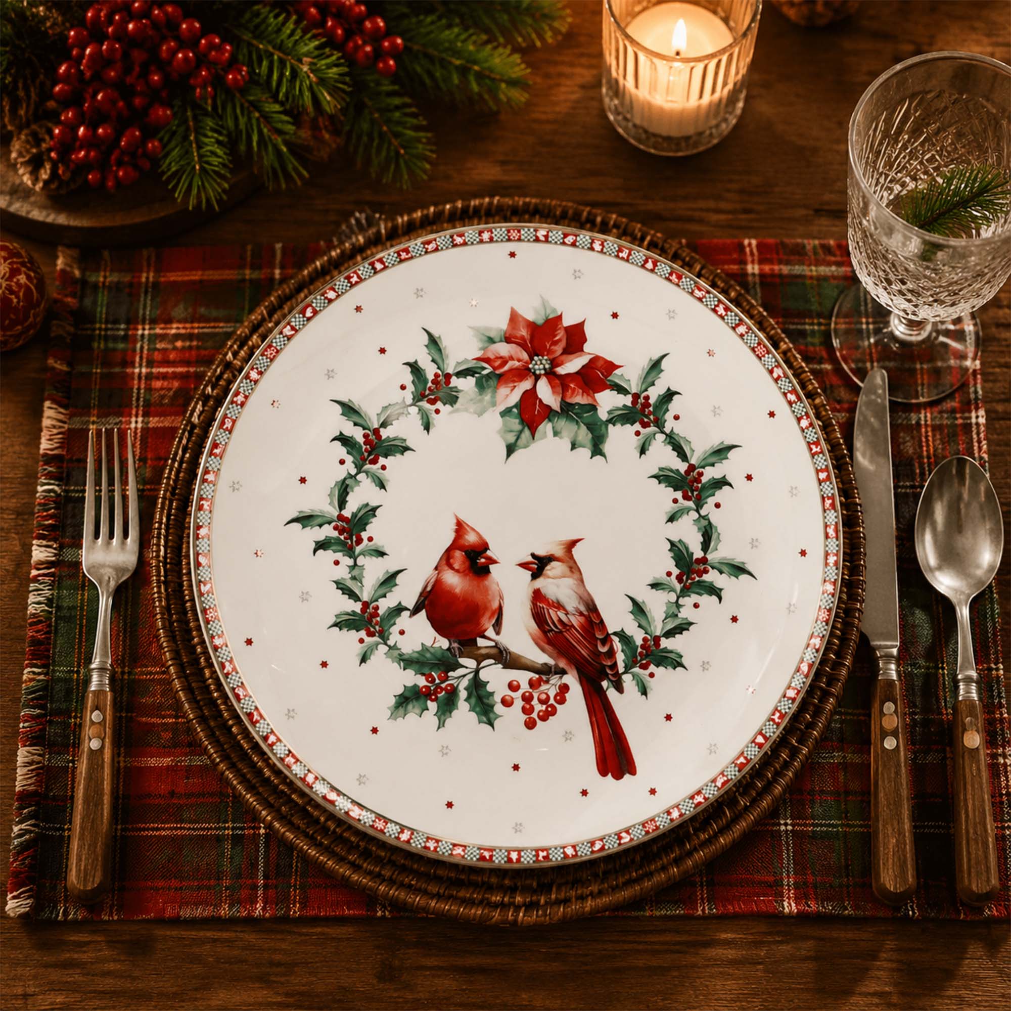Donglin Homeware Christmas Woodland Collection Dessert Plate 8-inch