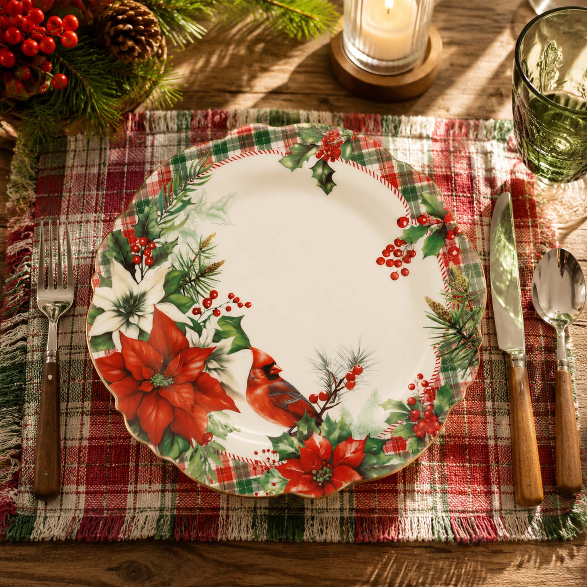 Donglin Homeware Christmas Woodland Collection Dinner Plate 10.5-inch