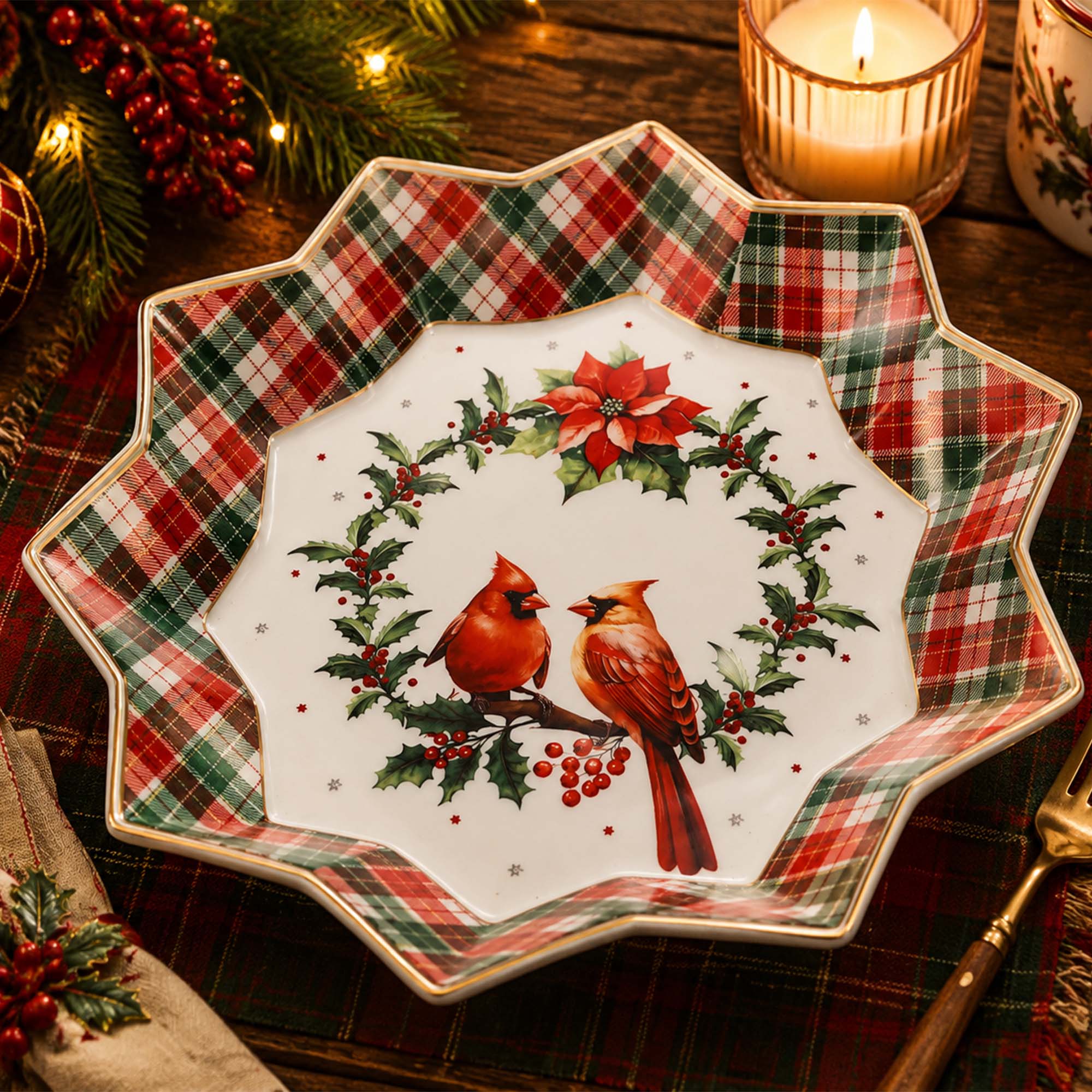 Donglin Homeware Christmas Woodland Collection Oval Plate 12-inch