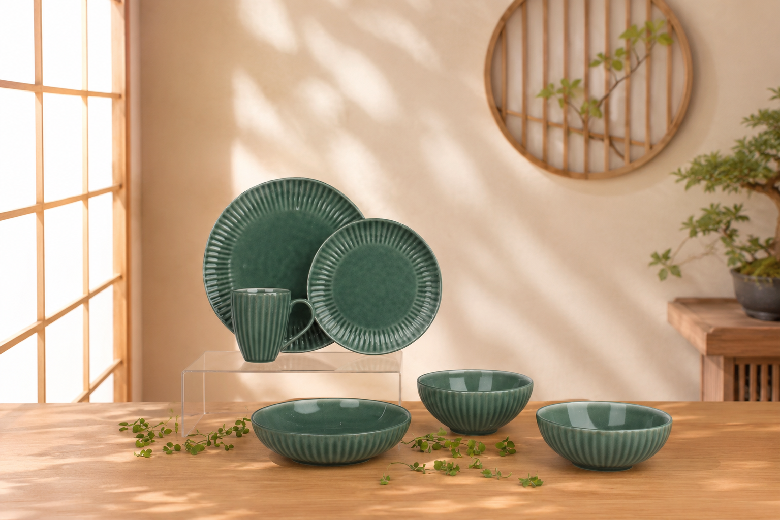 Donglin Homeware Chrysanthemum Fluted - Minimalist Style Ceramic Tableware Set