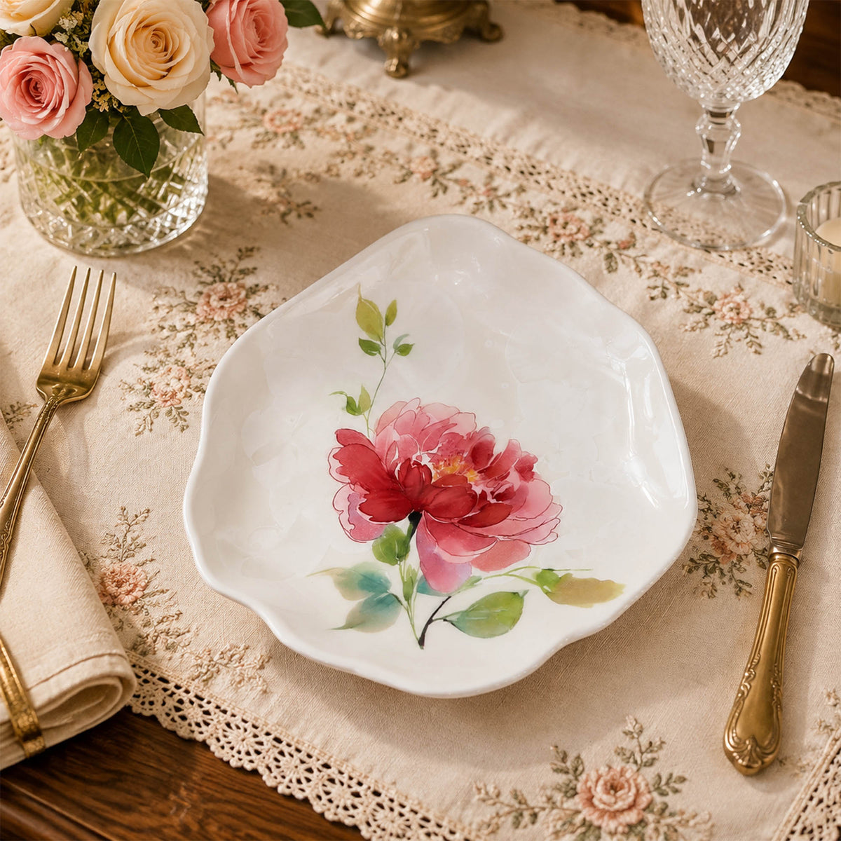 Donglin Homeware Crystalline Bloom Collection Dessert Plate 7.5-inch