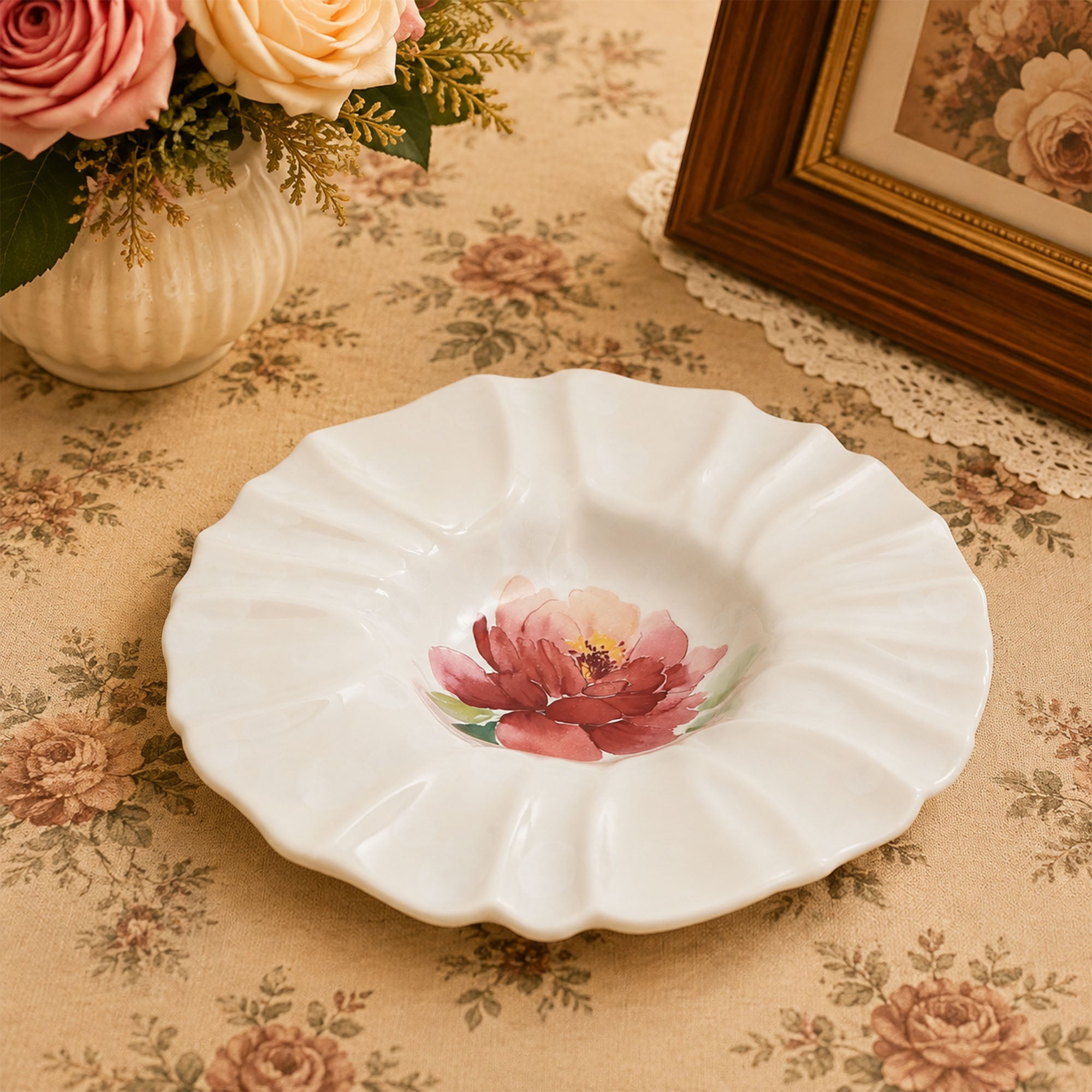 Donglin Homeware Crystalline Bloom Collection Pasta Plate 10-inch