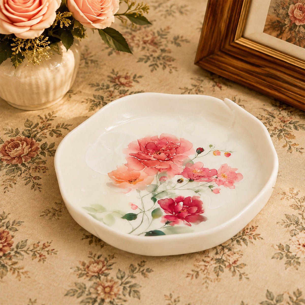 Donglin Homeware Crystalline Bloom Collection Rimmed Plate 8-inch