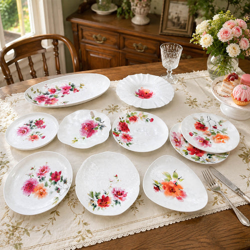 Donglin Homeware Crystalline Bloom Collection Sculptural Crystalline Ceramic Plates | OEM