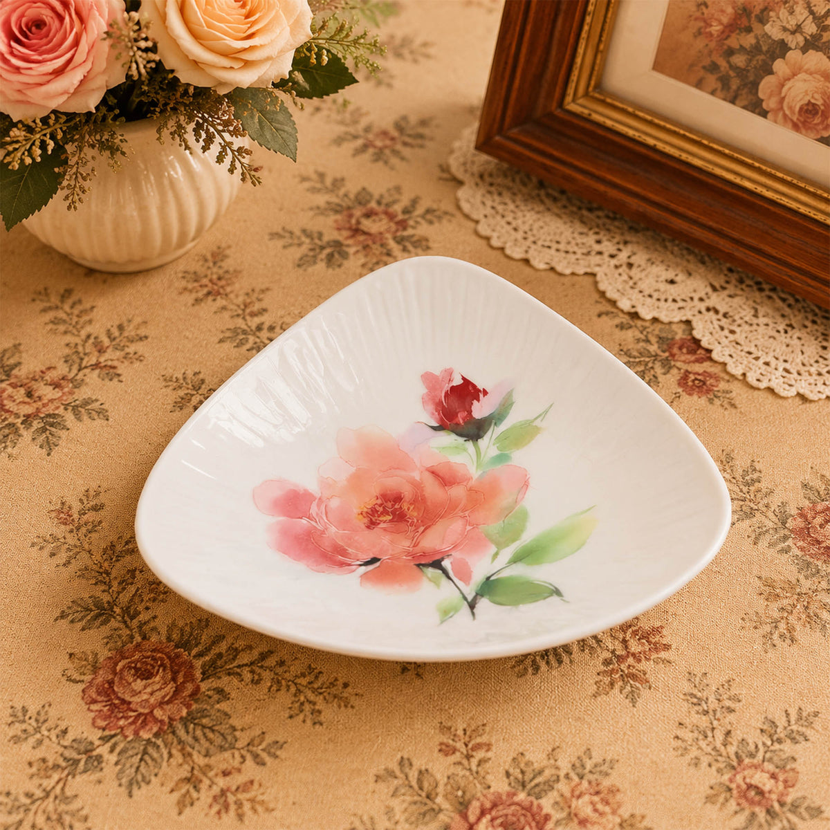 Donglin Homeware Crystalline Bloom Collection Triangular Plate 7-inch