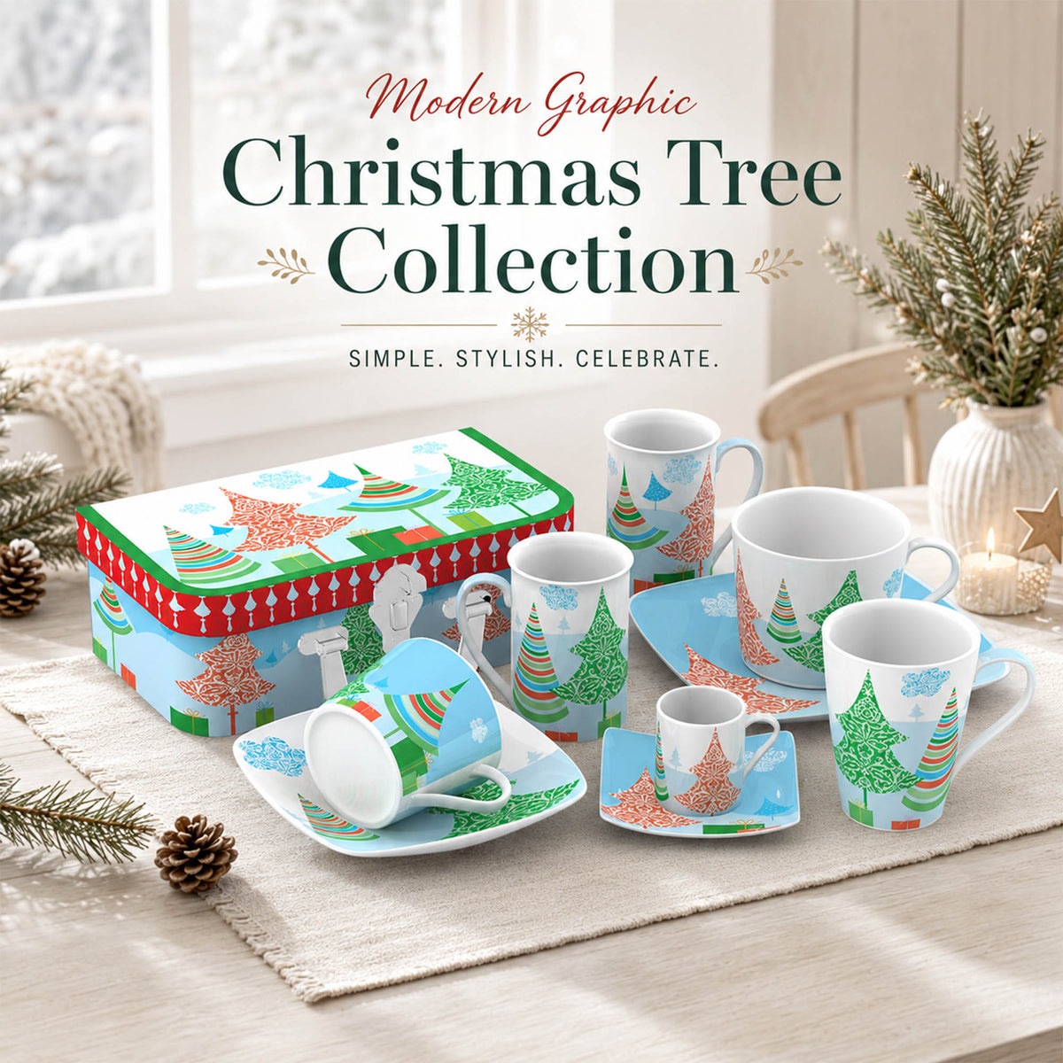 Donglin Homeware DI080103 Modern Graphic Christmas Tree Collection