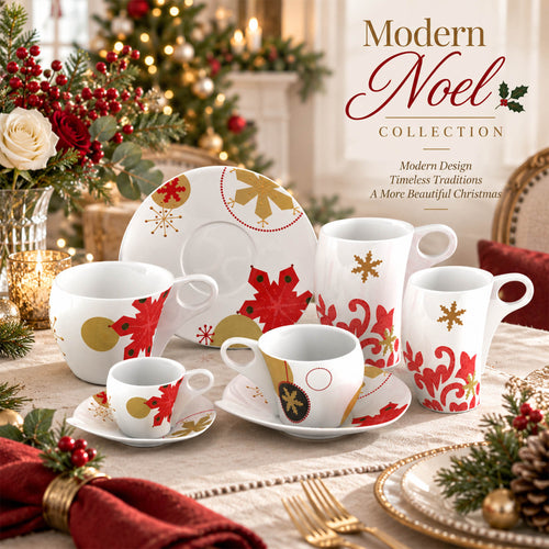 Donglin Homeware DI080106 Modern Noel — Colección de vajilla — porcelana New Bone China