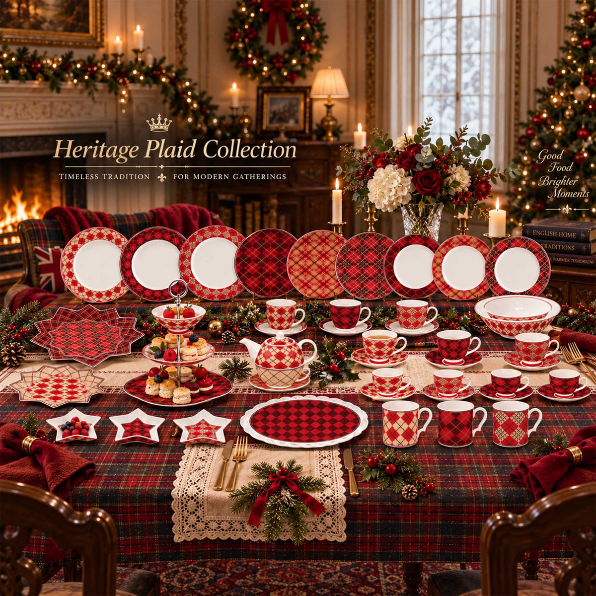 Donglin Homeware DI131101 Heritage Plaid New Bone China Dinnerware Collection