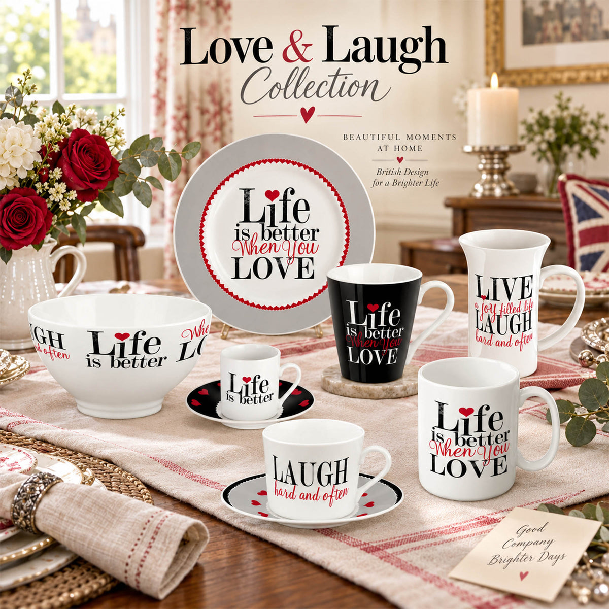 Donglin Homeware DI150702 Love & Laugh New Bone China Dinnerware Collection