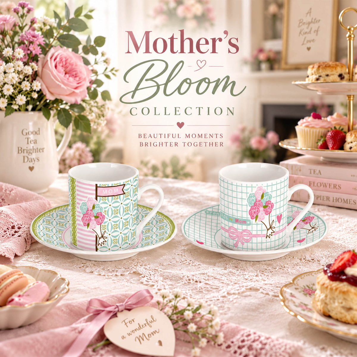 Donglin Homeware DI151102 Mother’s Bloom new Bine China Cup and Saucer Collection