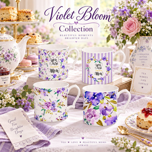 Donglin Homeware DI151103 Violet Bloom New Bone China Bechersammlung