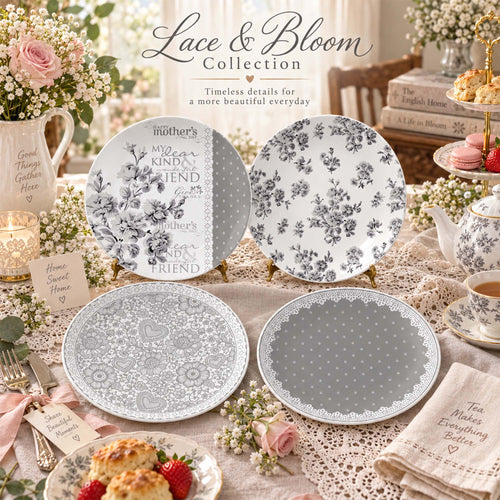 Donglin Homeware DI151104 Lace & Bloom New Bone China Plattensammlung