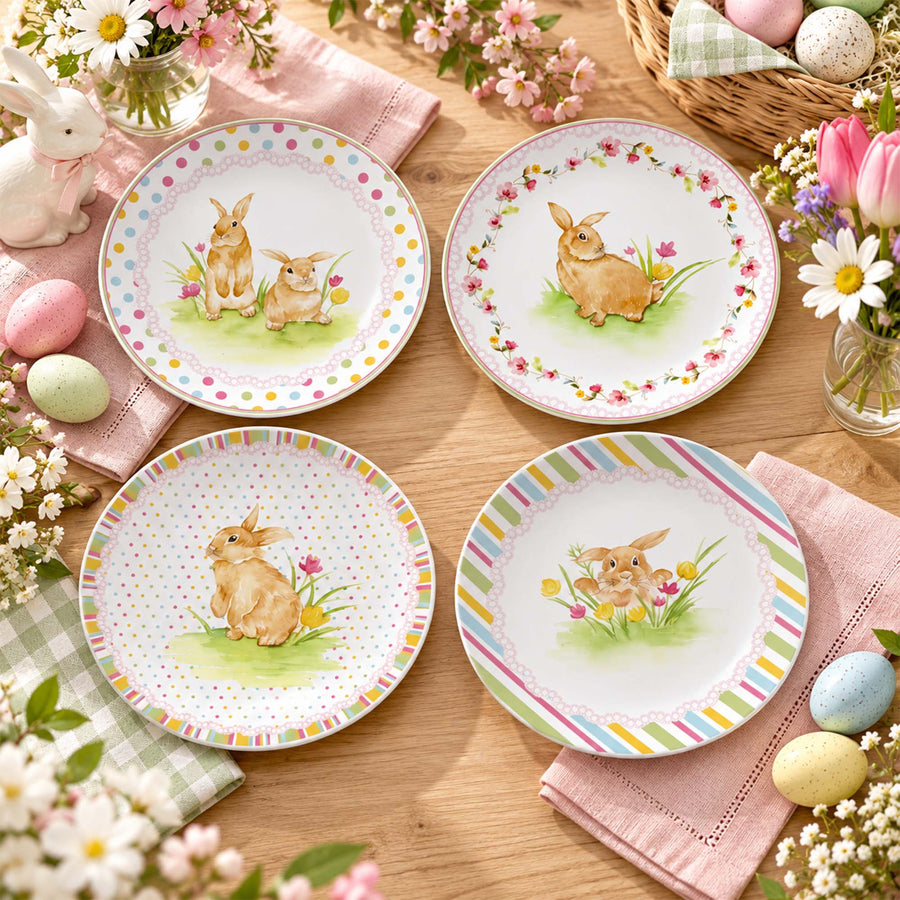 DI160410 Pastel Bunny Parade New Bone China Plate Collection